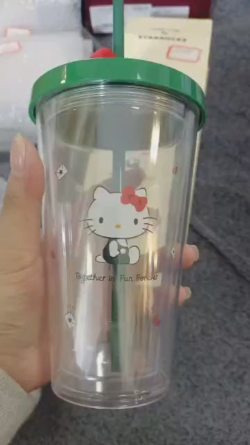Inspired Cat Tumbler with bow on straw